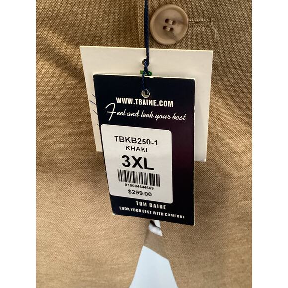Tom Baine Men’s 3XL Solid Notch Label Blazer - Khaki - Slim Fit - READ $299 - Picture 3 of 11